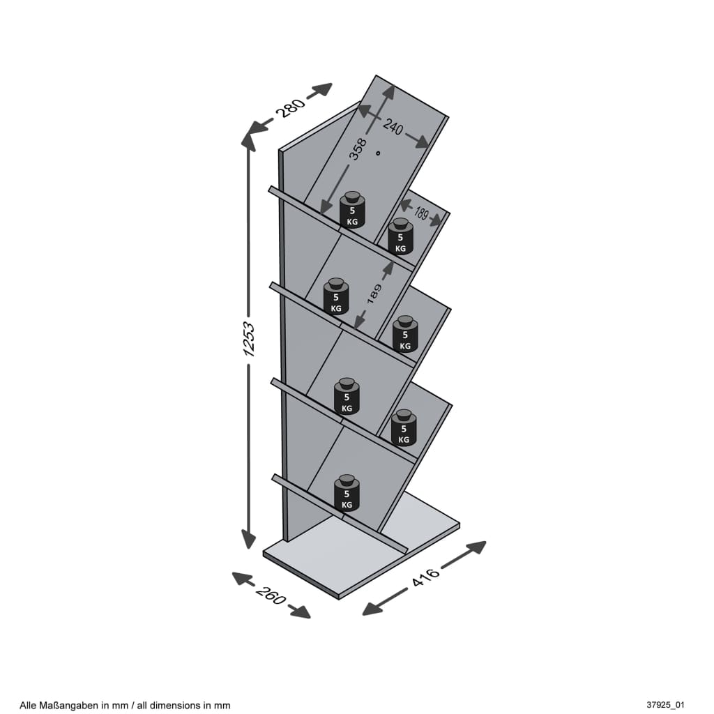 FMD Boekenplank staand geometrisch eikenkleurig