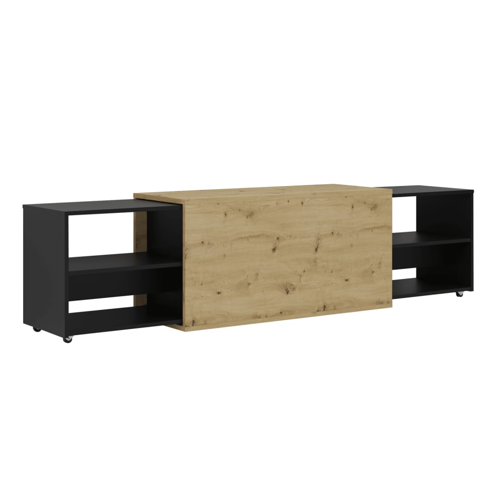 FMD TV-meubel 194,5x39,9x49,2 cm artisan eiken en zwart