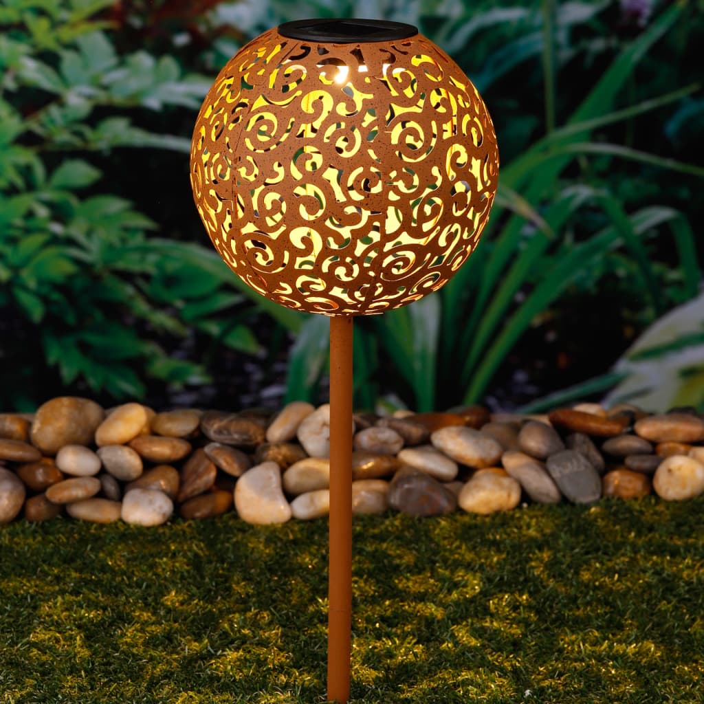 HI Garden lamp solar LED sphere 28.5 cm metal brown