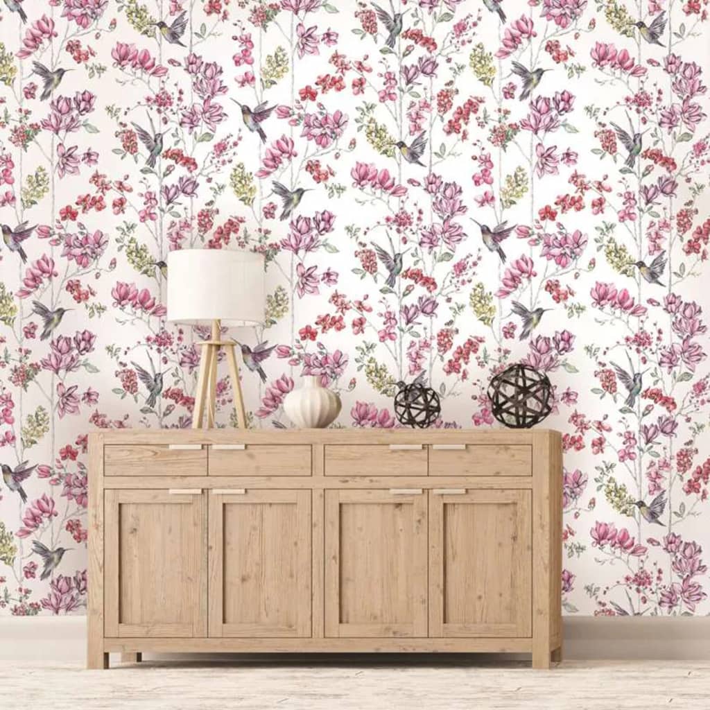 DUTCH WALLCOVERINGS Behang kolibrie roze