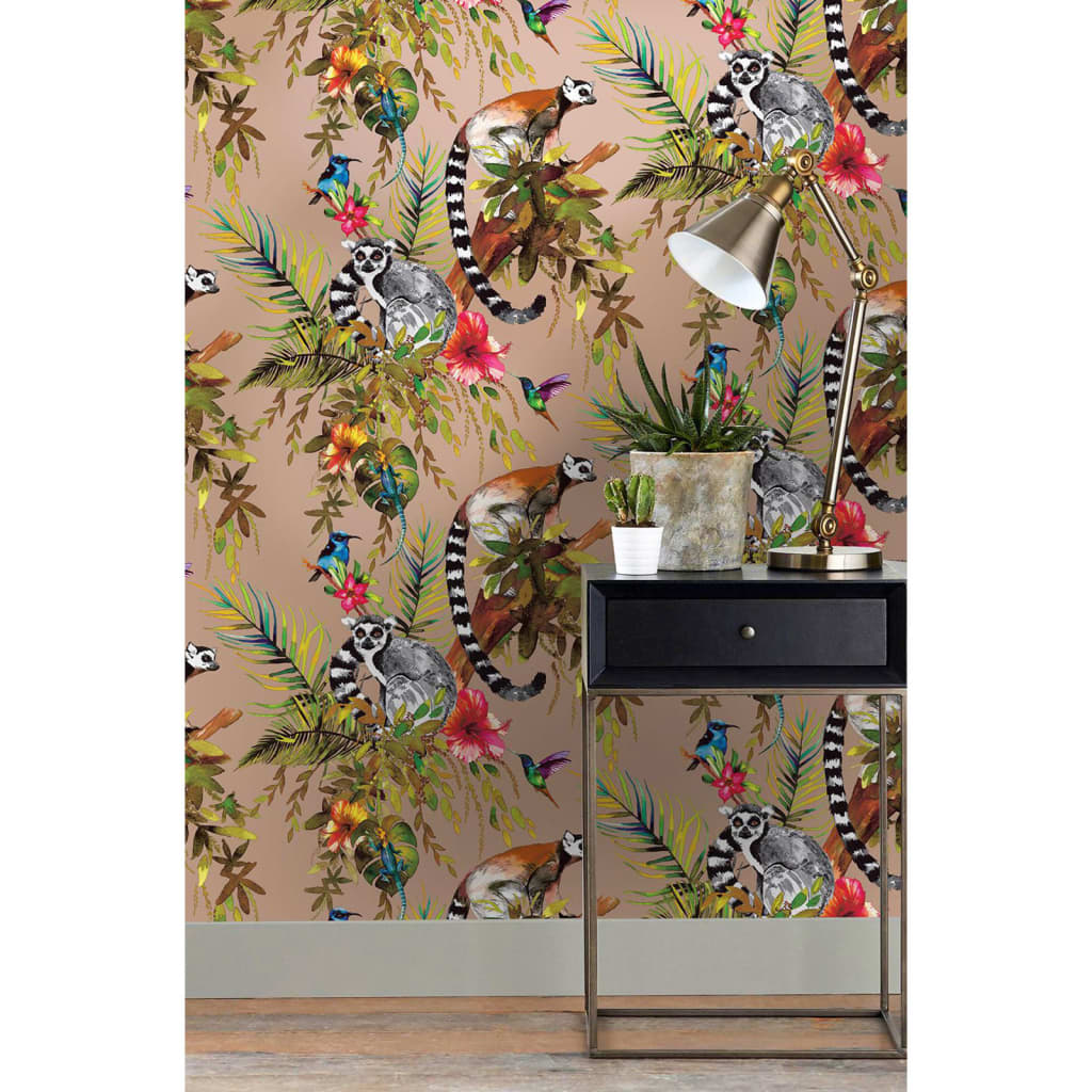 DUTCH WALLCOVERINGS Behang aap zilverkleurig