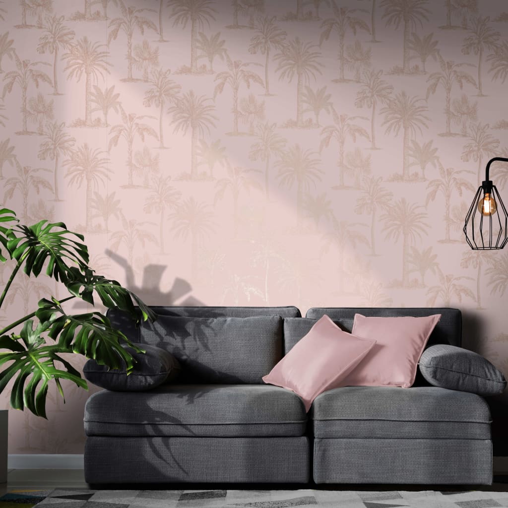 DUTCH WALLCOVERINGS Behang Tropical Trees en zilverkleurig