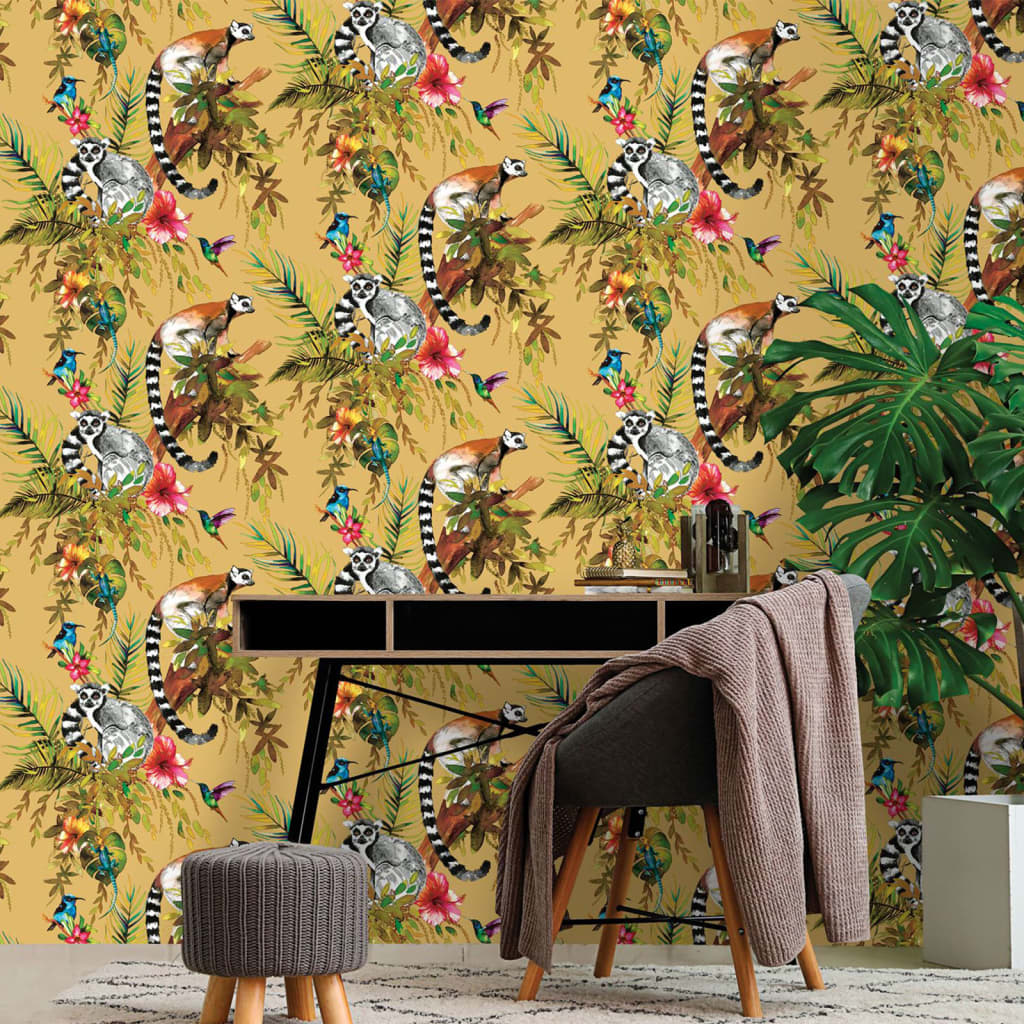 DUTCH WALLCOVERINGS Behang aap zilverkleurig