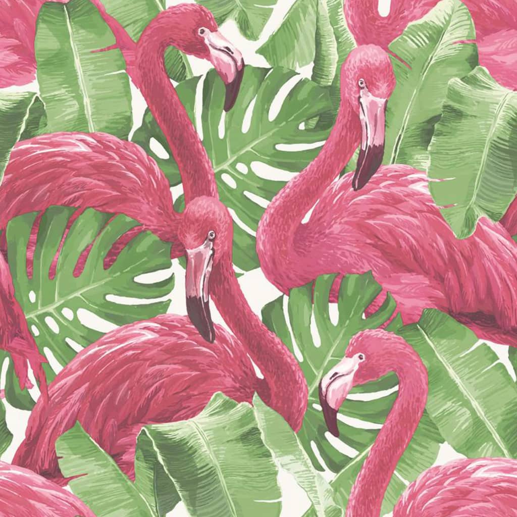 Noordwand Behang Flamingo and Monstera beige