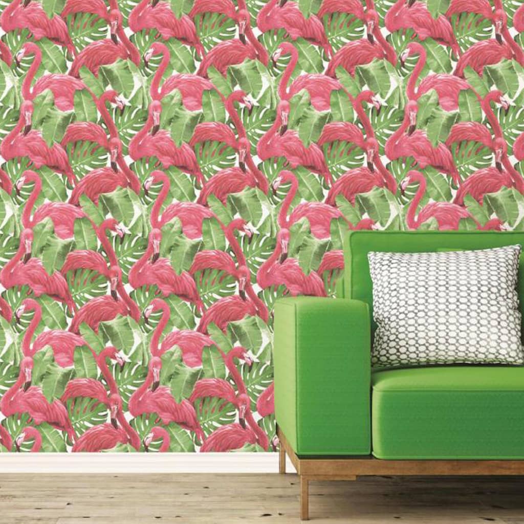 Noordwand Behang Flamingo and Monstera beige