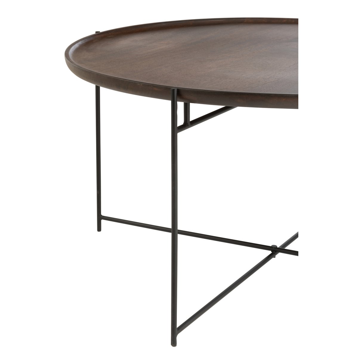 J-Line Tafel Rond Ijzer/Mangohout Bruin/Zwart