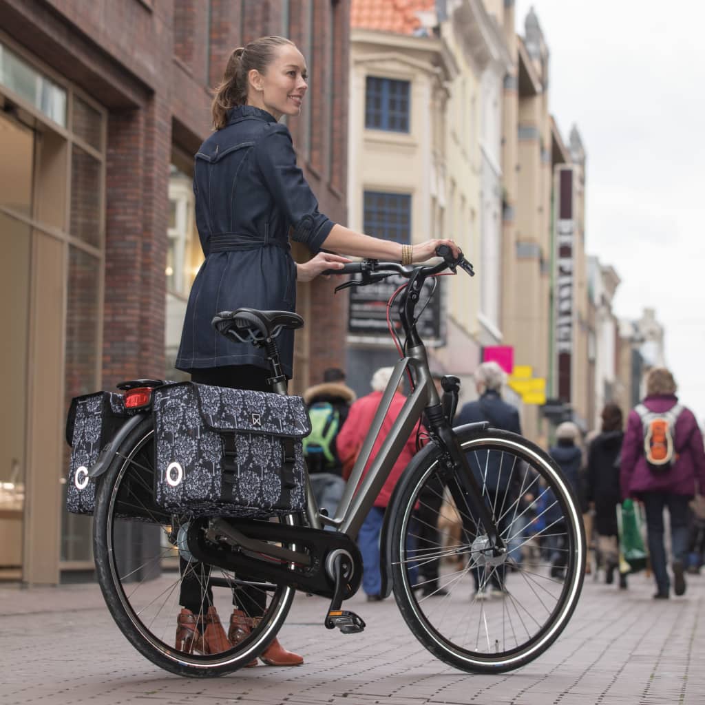 Willex Fietstas boommotief 36 L zwart en bruin 13961