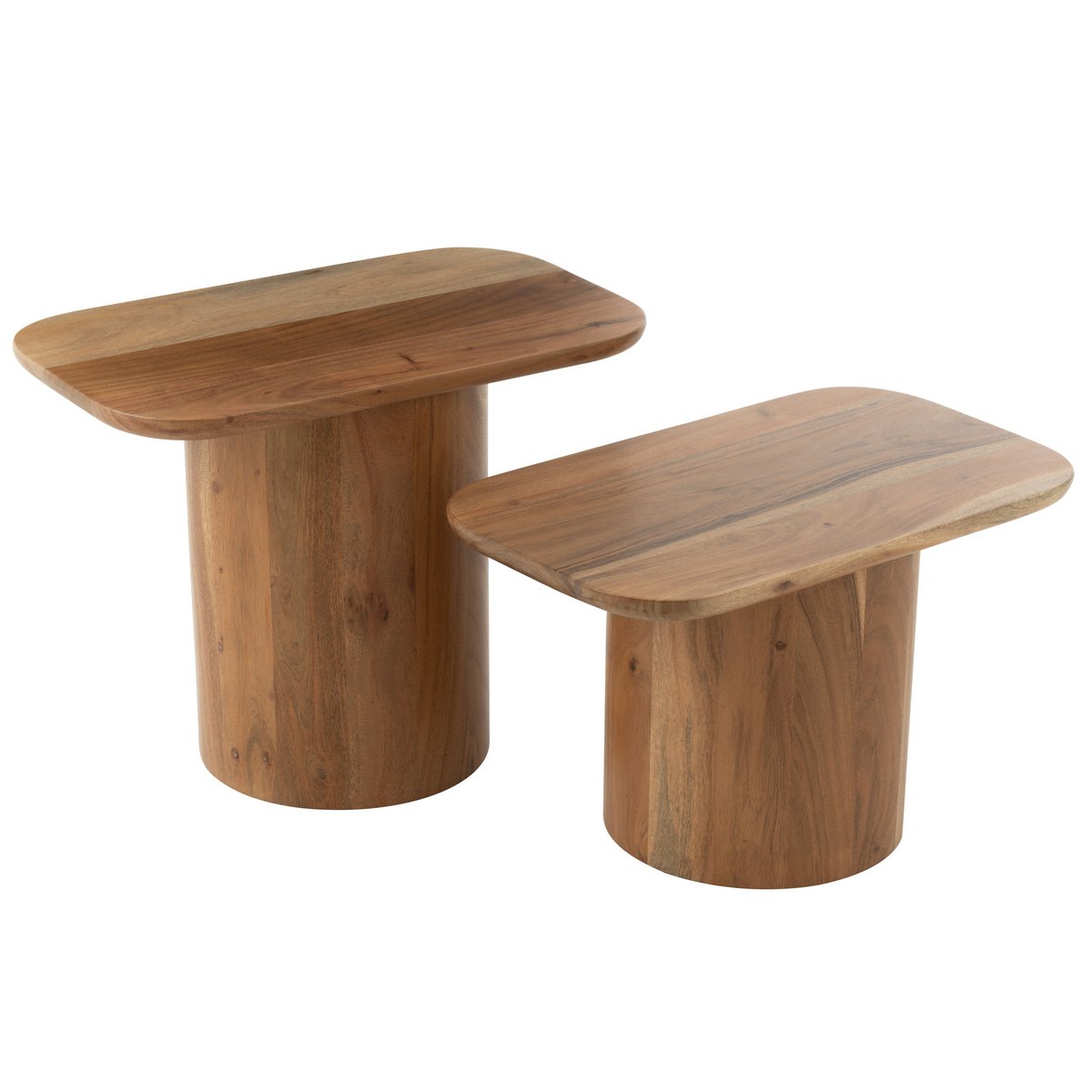 J-Line Set Van Twee Bijzettafel Acacia Hout Naturel