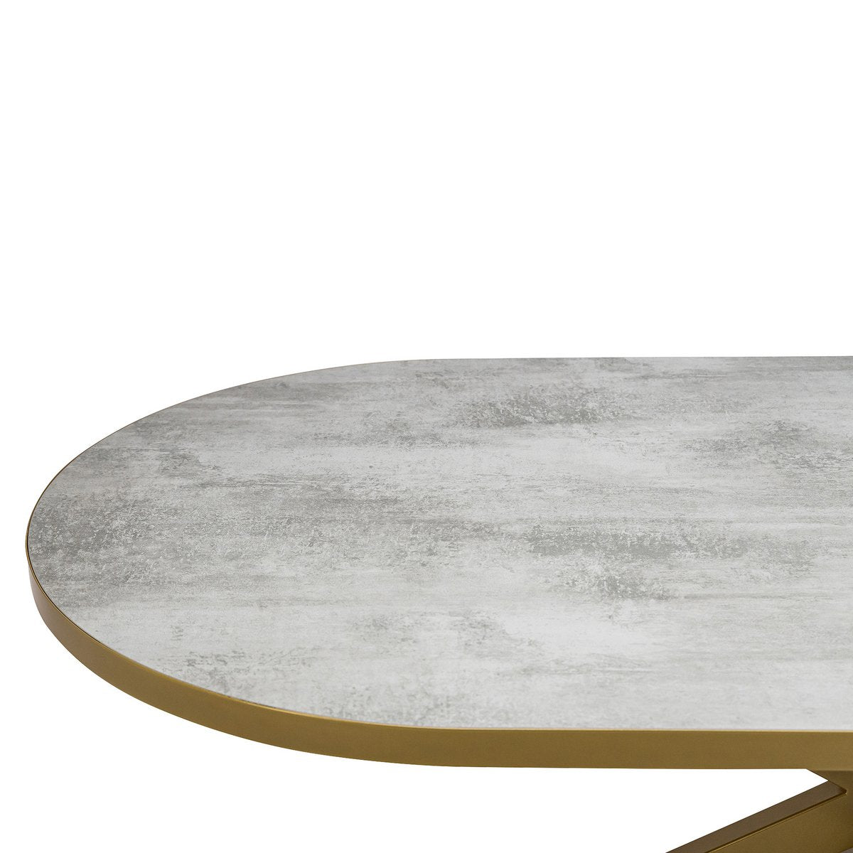 Stalux Plat ovale eettafel 'Noud' 240 x 100, kleur goud / beton