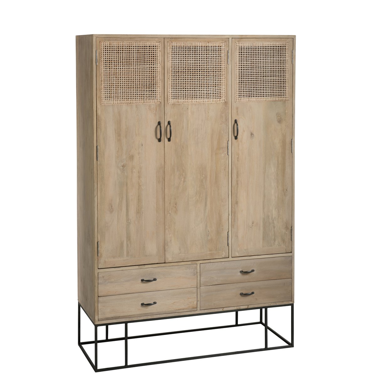 J-Line kast Geweven - 3 deuren + 4 laden - hout - naturel