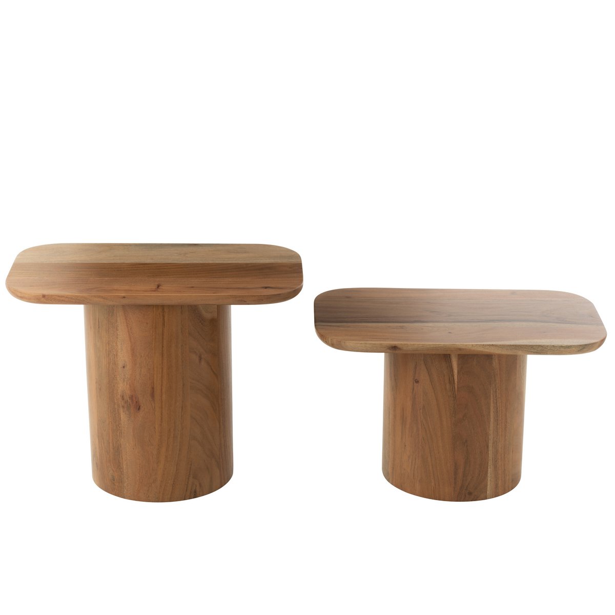 J-Line Set Van Twee Bijzettafel Acacia Hout Naturel