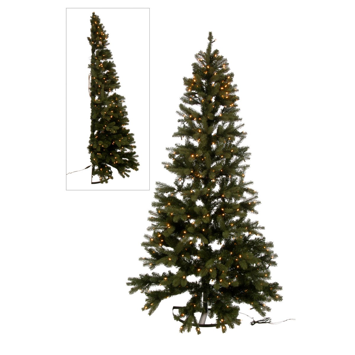 J-Line Kerstboom+Led Lichtjes Half Muur Plastiek Groen