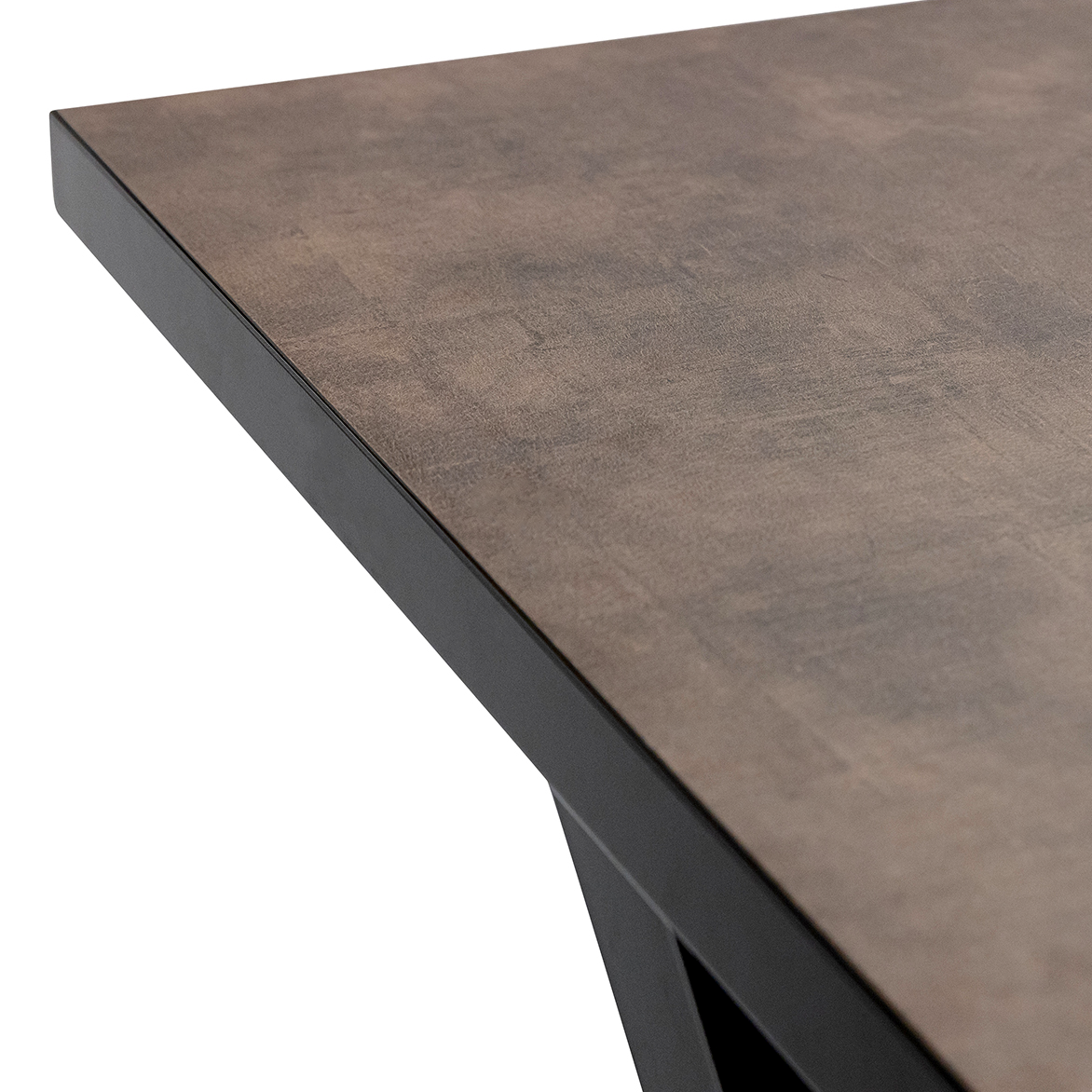 Stalux Eettafel 'Roos' 200 x 100cm, kleur zwart / lederlook bruin