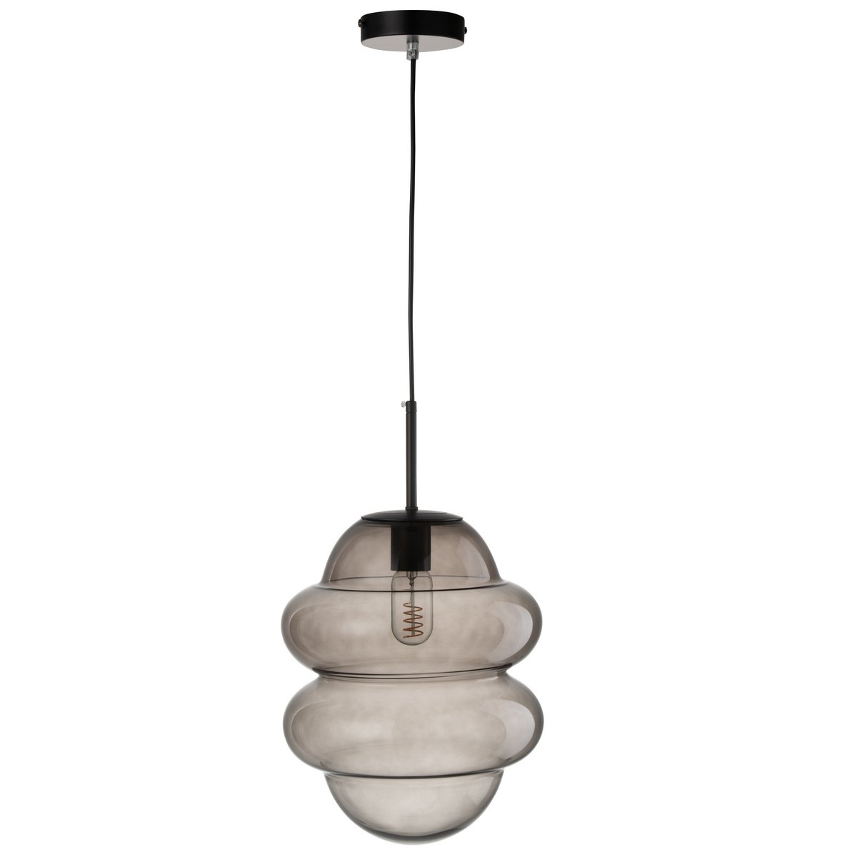 J-Line Hanglamp Honinglepel Glas Grijs