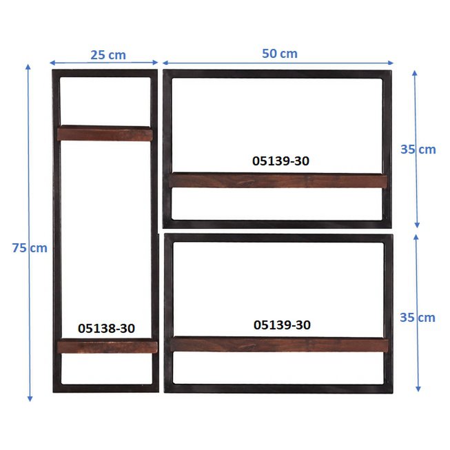 Wandplankenset, 3 stuks