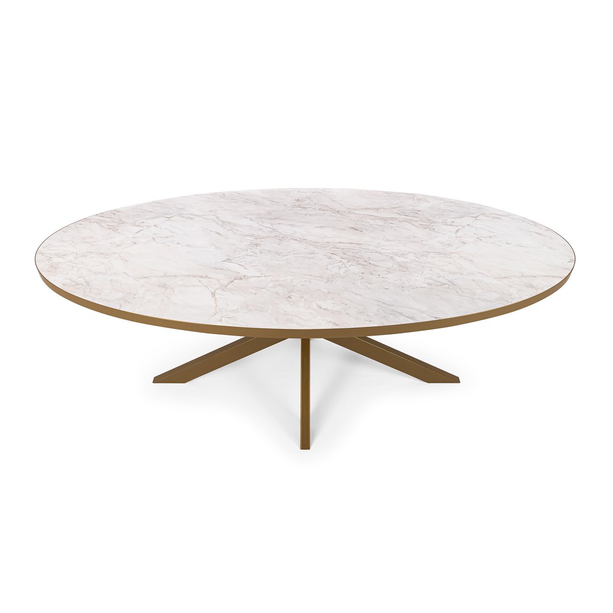 Stalux Ovale eettafel 'Mees' 240 x 110cm, kleur goud / wit marmer