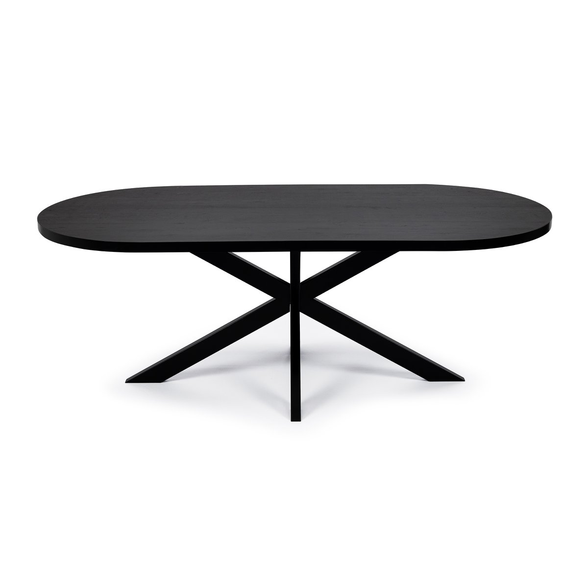 Stalux Plat ovale eettafel 'Noud' 180 x 100, kleur zwart / zwart eiken