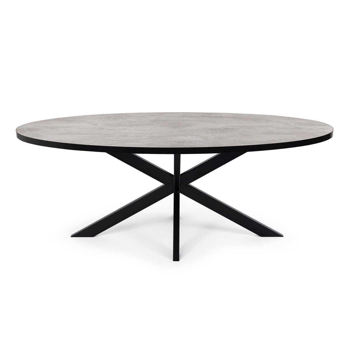 Stalux Ovale eettafel 'Mees' 240 x 110cm, kleur zwart / beton