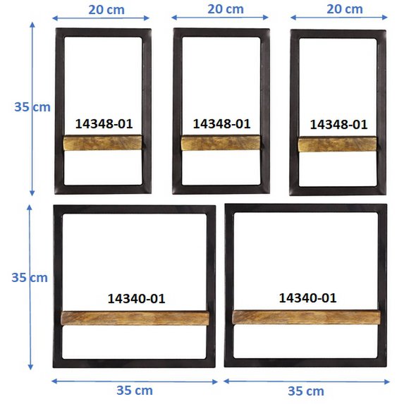 Wandplankenset, 5 stuks