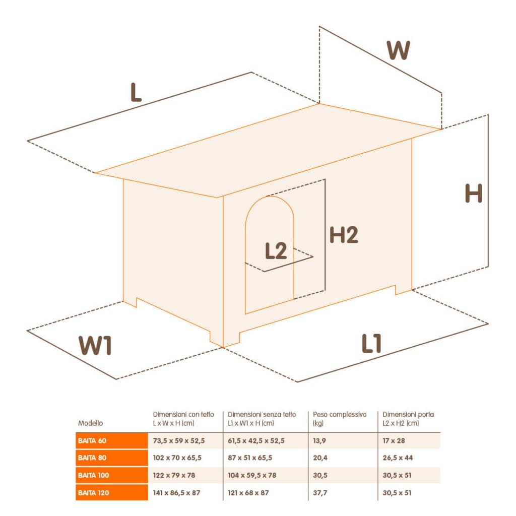 Ferplast Hondenhok Baita 80 102x70x65,5 cm bruin 87015000