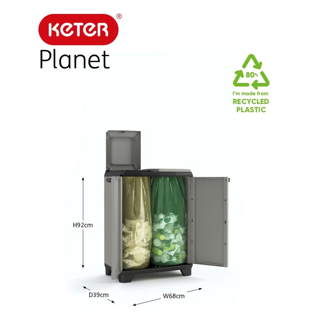 Keter Recyclingkast Planet grijs en zwart