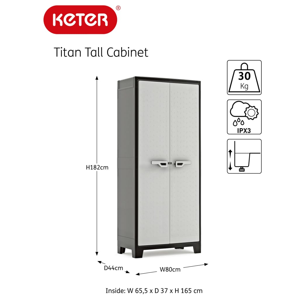 Keter Opbergkast laag Titan 100 cm zwart en grijs