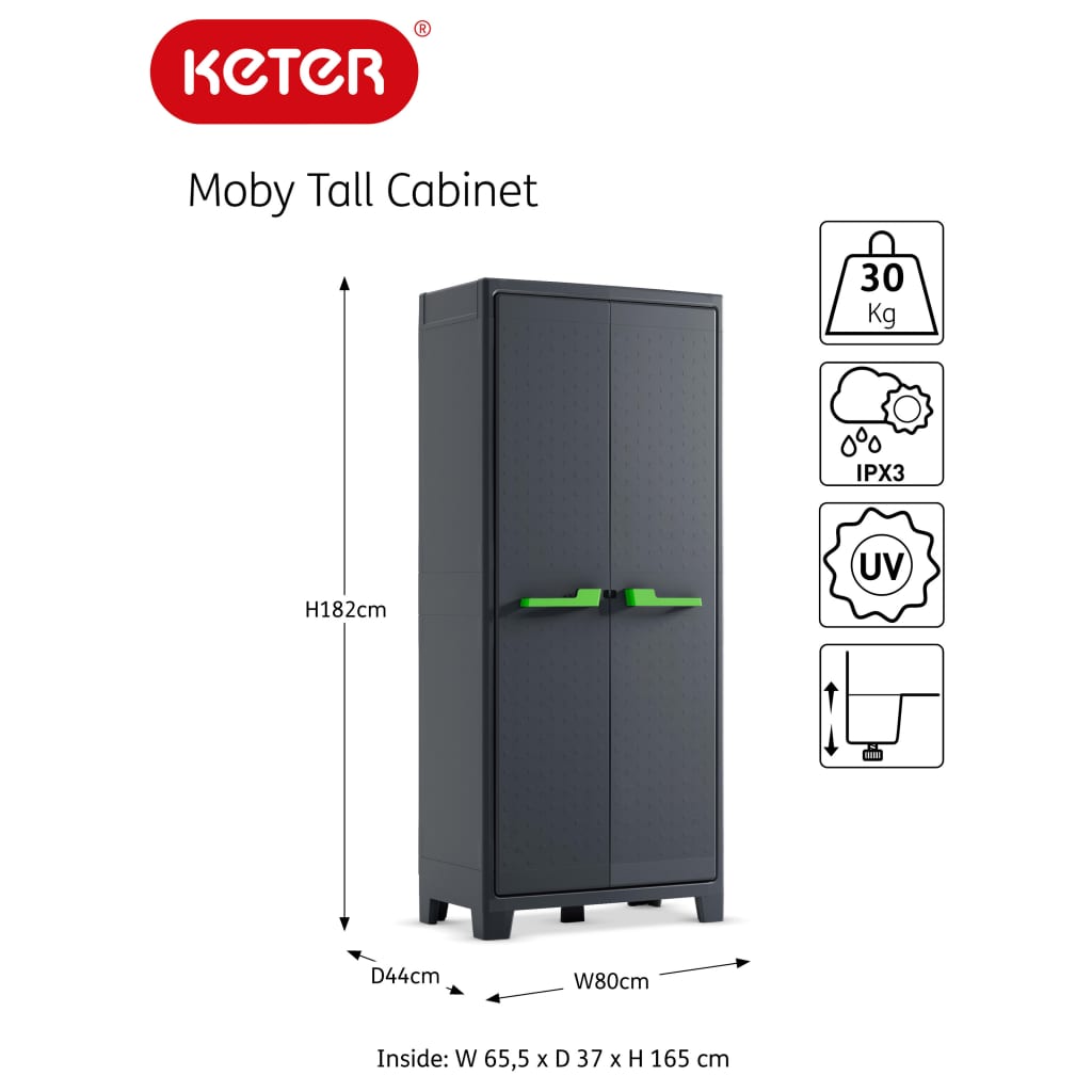 Keter Opbergkast Moby laag 100 cm grafietgrijs