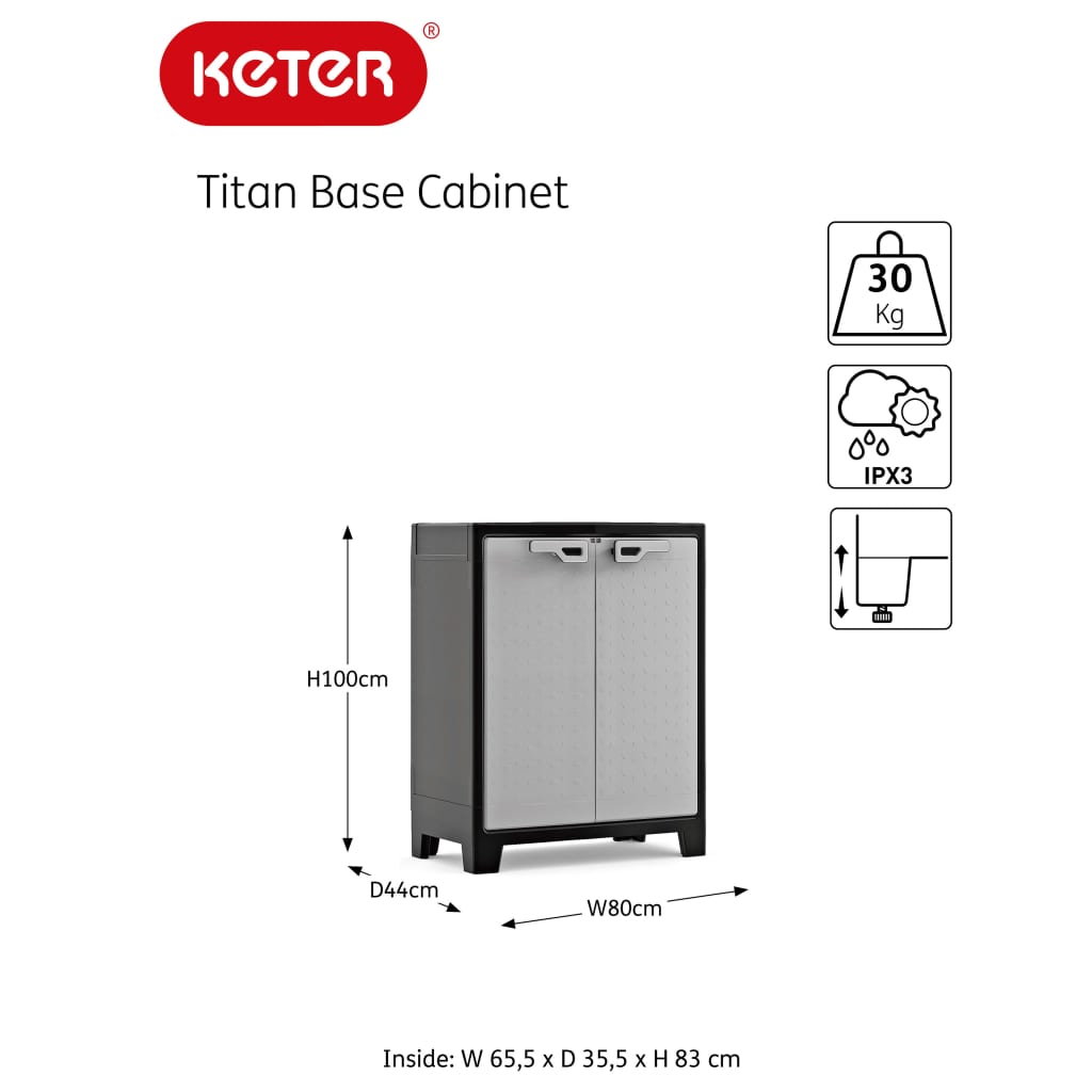 Keter Opbergkast laag Titan 100 cm zwart en grijs