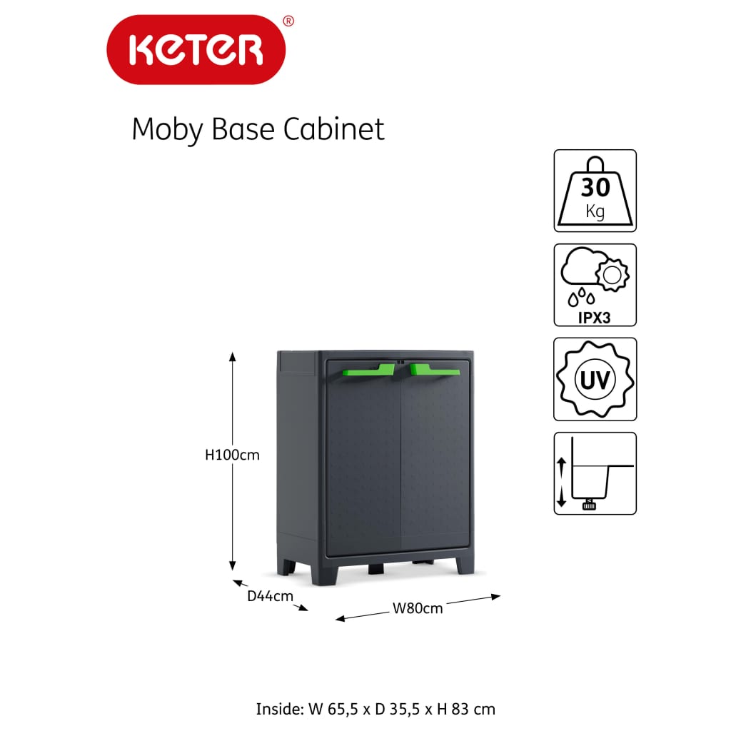 Keter Opbergkast Moby laag 100 cm grafietgrijs