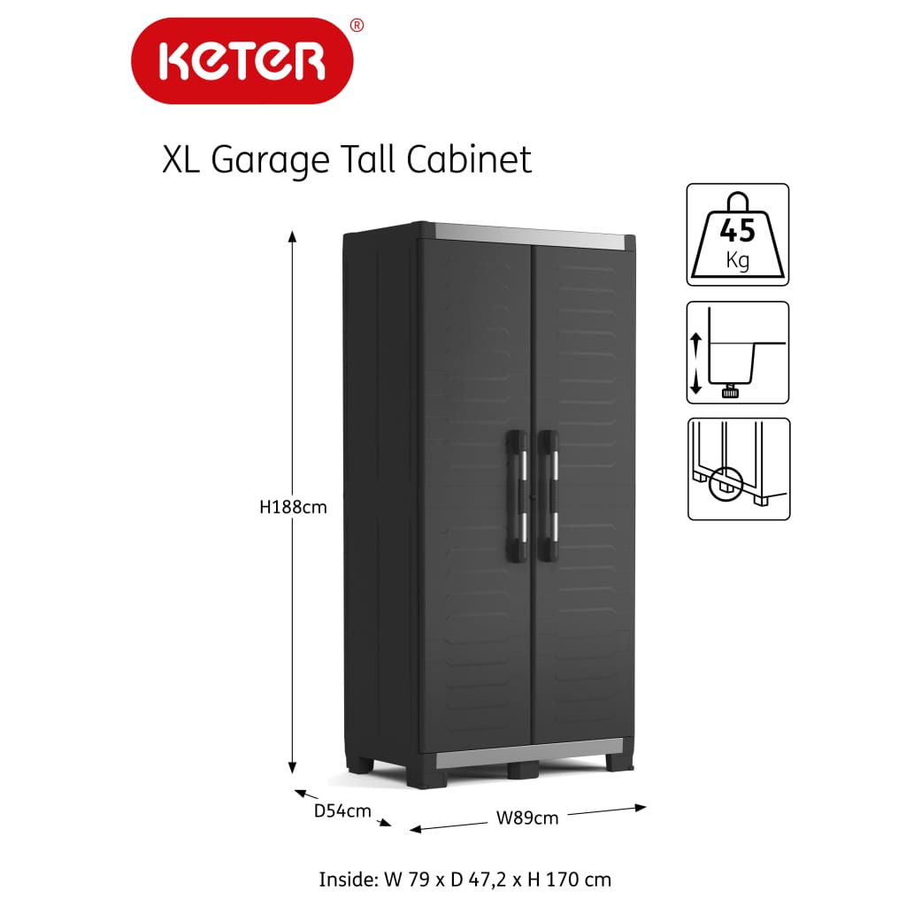 Keter Opbergkast laag Garage XL 99 cm zwart en grijs