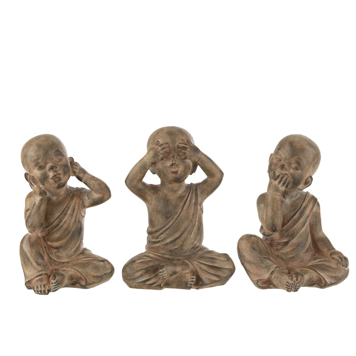 J-Line set of 3 Monnik - polyresin - bruin - large