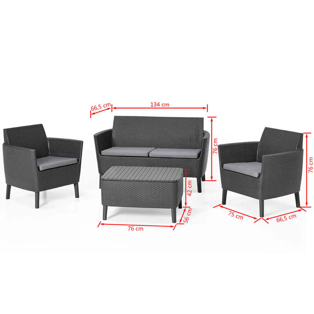 Keter 8-delige Loungeset Salemo grafietkleurig 236629