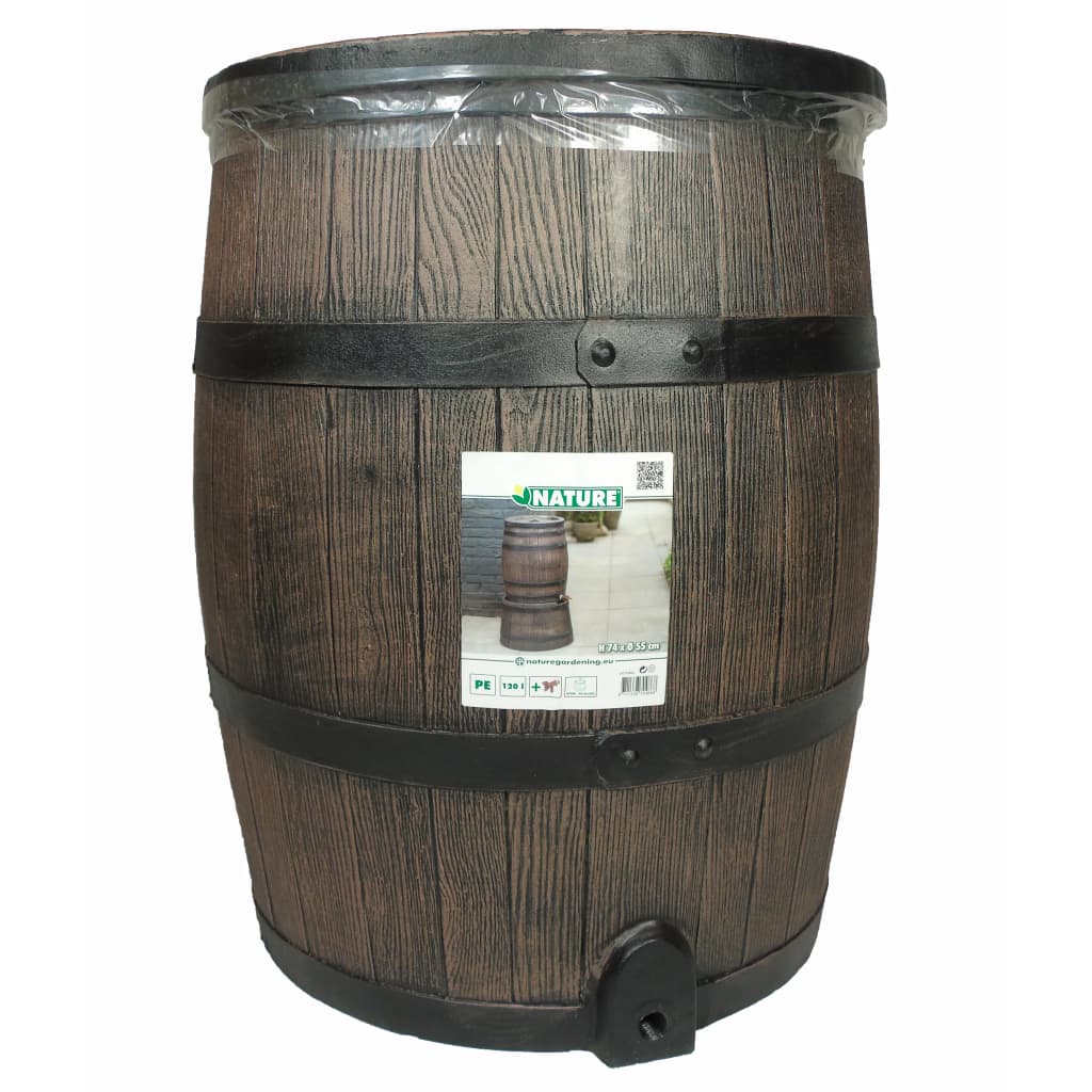 Nature Regenton met hout-look 50 L 38x49,5 cm bruin