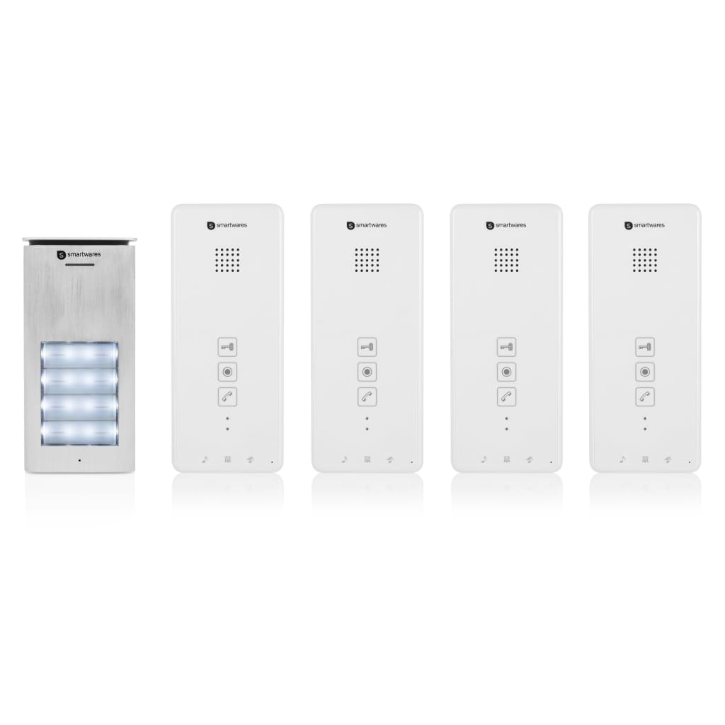 Smartwares Audio-intercomsysteem 4 appartementen 20,5x8,6x2,1 cm wit