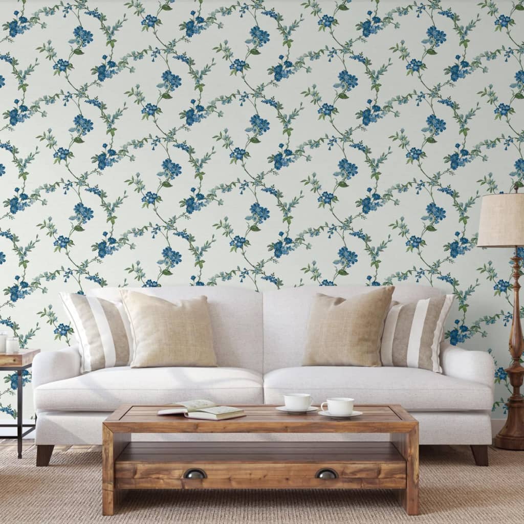 DUTCH WALLCOVERINGS Behang Flower lichtblauw