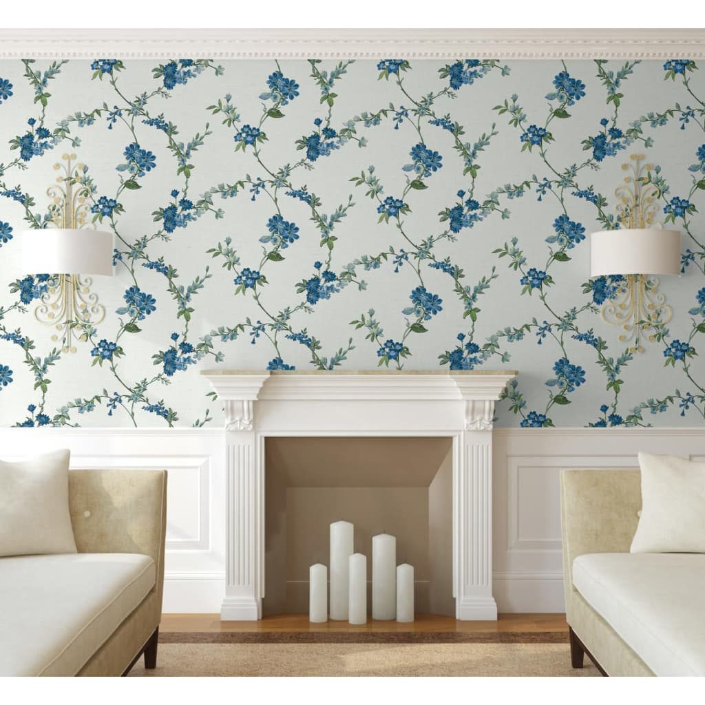 DUTCH WALLCOVERINGS Behang Flower lichtblauw