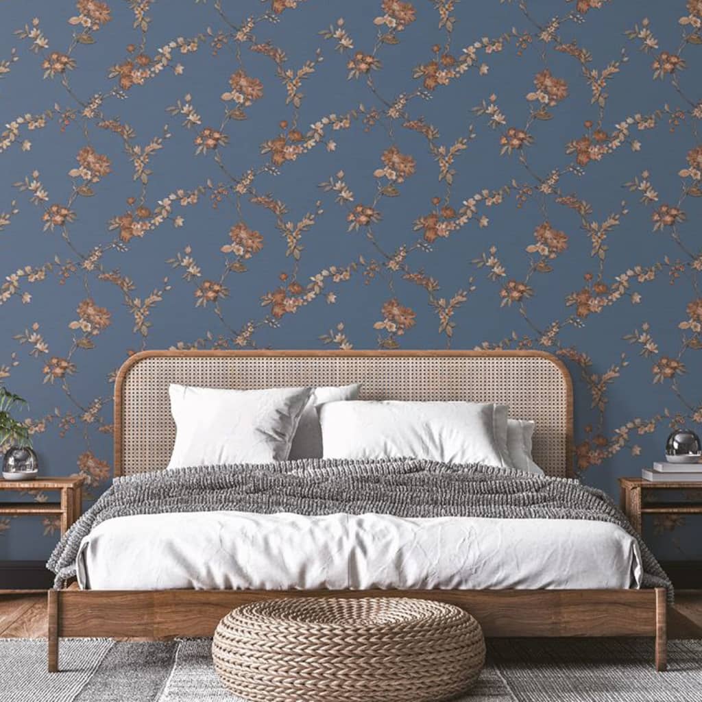 DUTCH WALLCOVERINGS Behang Flower lichtblauw