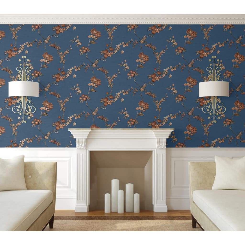 DUTCH WALLCOVERINGS Behang Flower lichtblauw