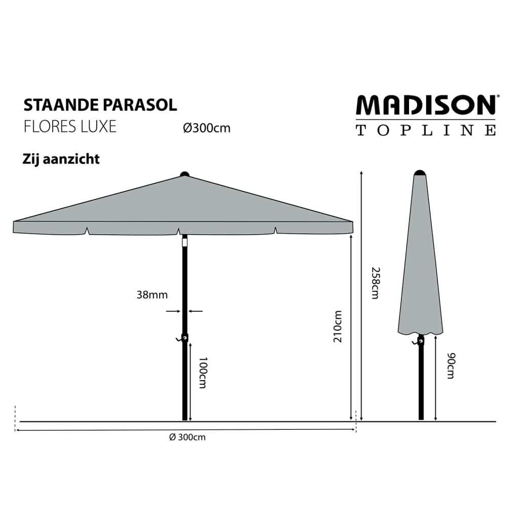 Madison Parasol Flores Luxe rond 300 cm