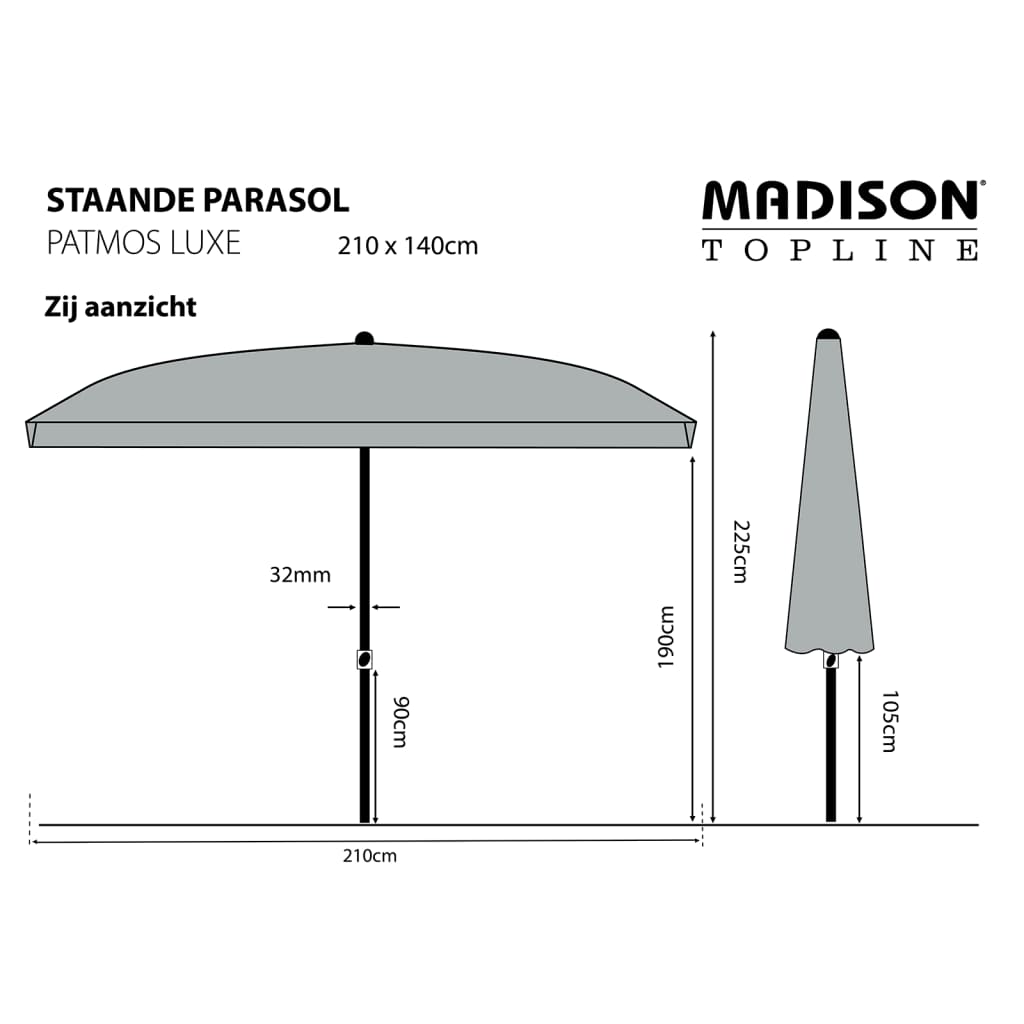 Madison Parasol Patmos Luxe rechthoekig 210x140 cm