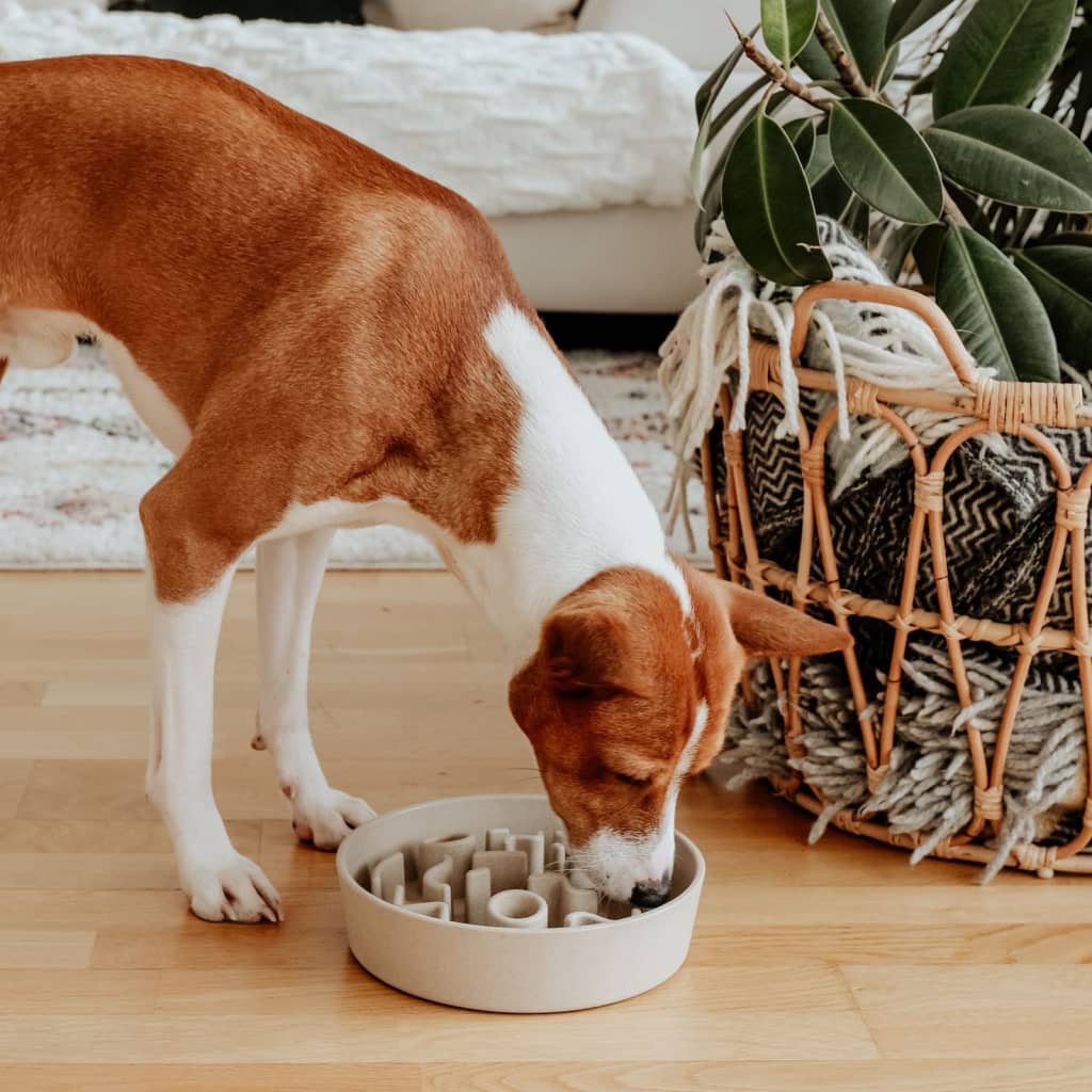 DISTRICT70 Slowfeeder voor honden 28 cm bamboe ijsblauw