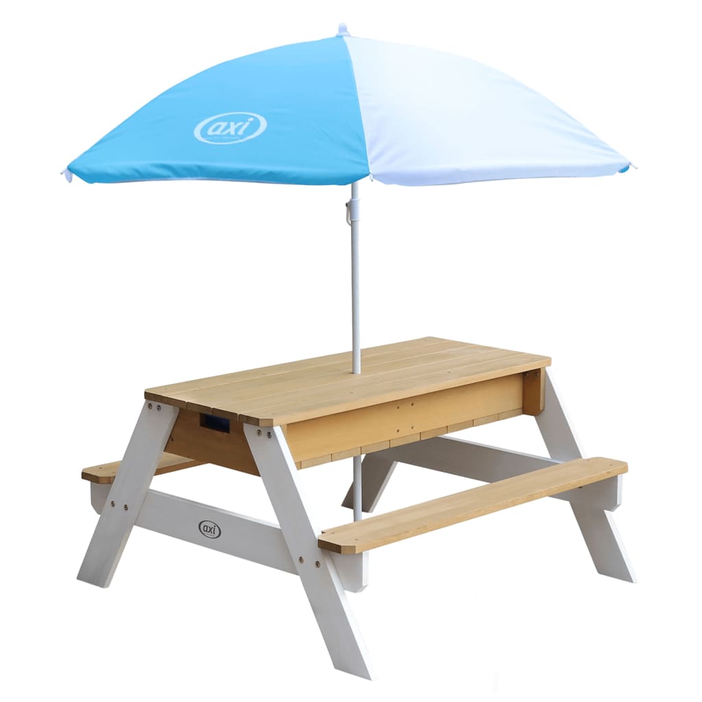 AXI Zand- en waterpicknicktafel Nick met parasol bruin en