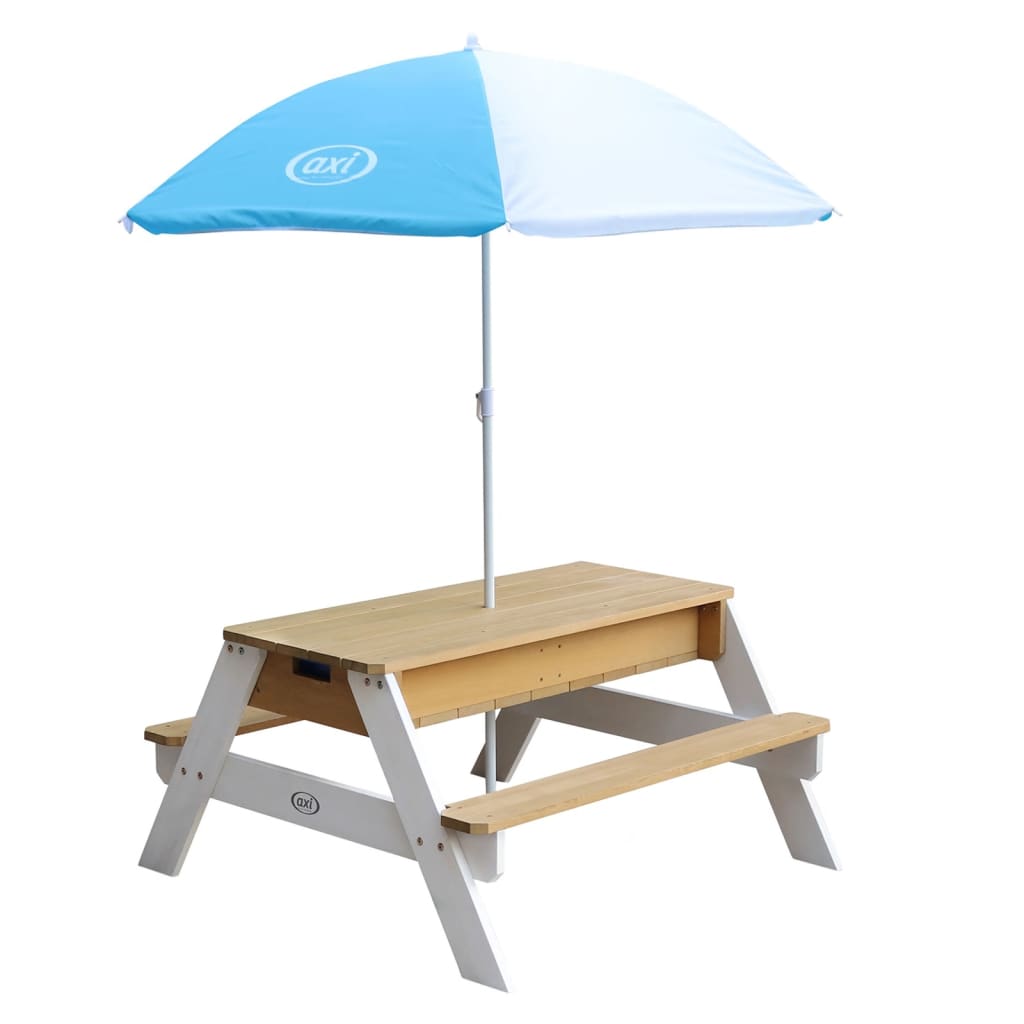 AXI Zand- en waterpicknicktafel Nick met parasol bruin en