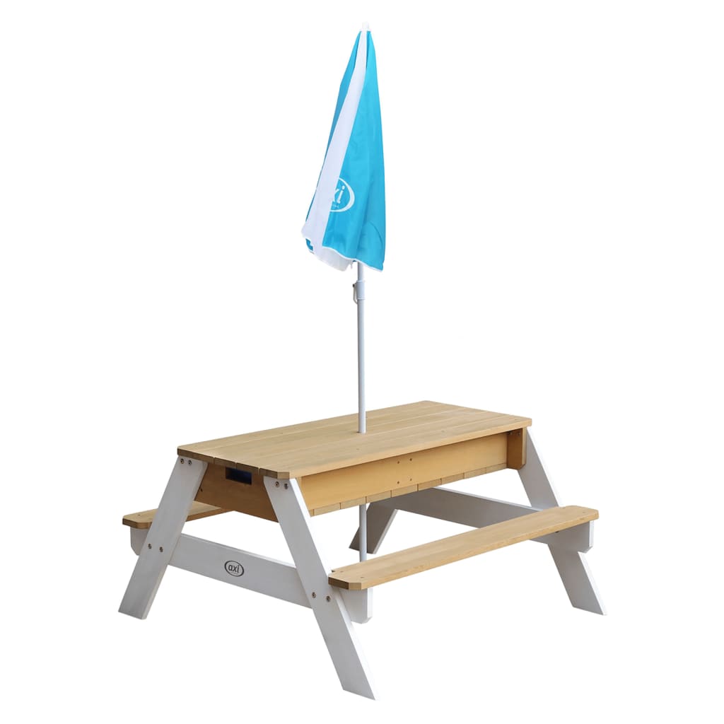 AXI Zand- en waterpicknicktafel Nick met parasol bruin en