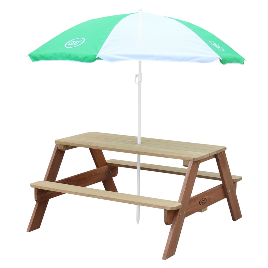 AXI Kinderpicknicktafel Nick met parasol bruin en wit