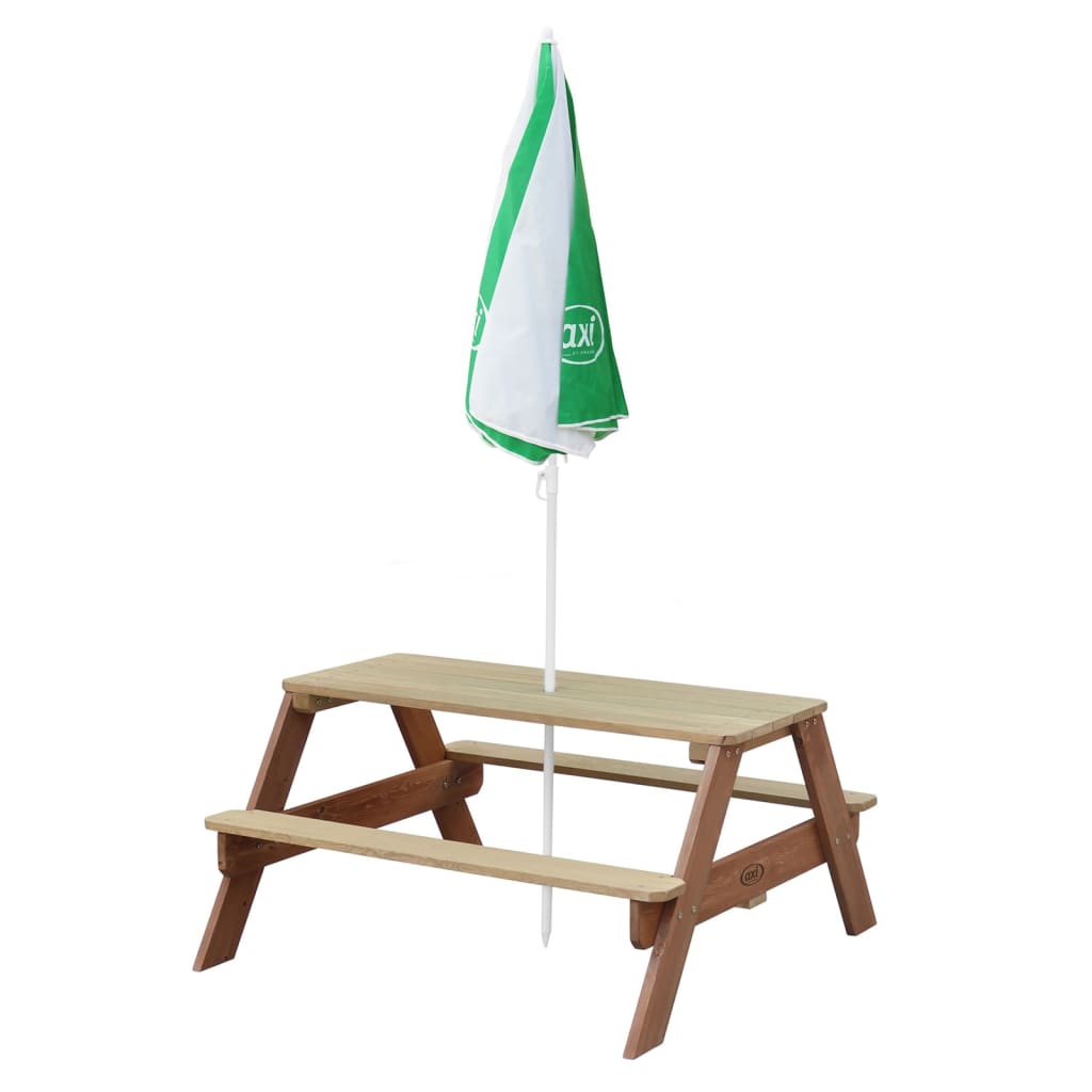 AXI Kinderpicknicktafel Nick met parasol bruin en wit