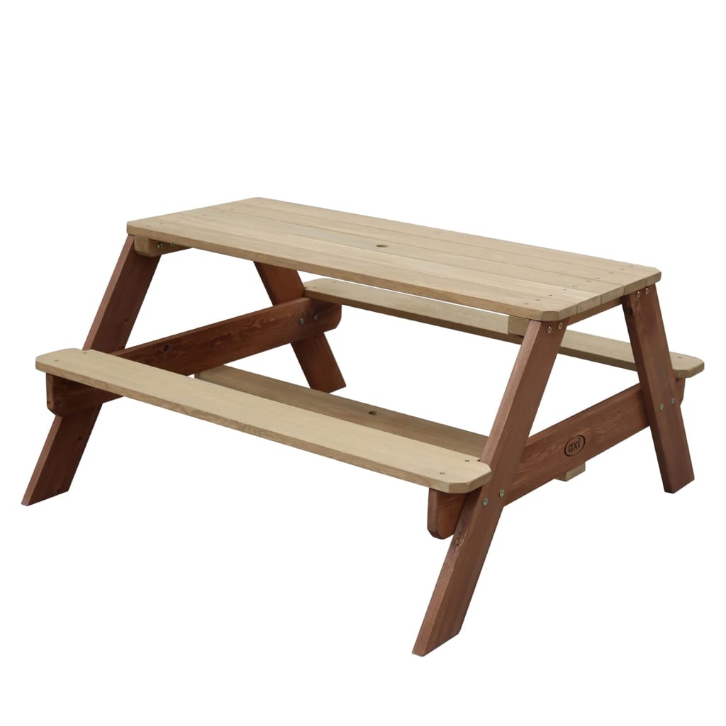 AXI Kinderpicknicktafel Nick met parasol bruin en wit