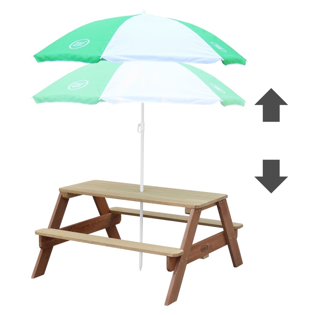 AXI Kinderpicknicktafel Nick met parasol bruin en wit