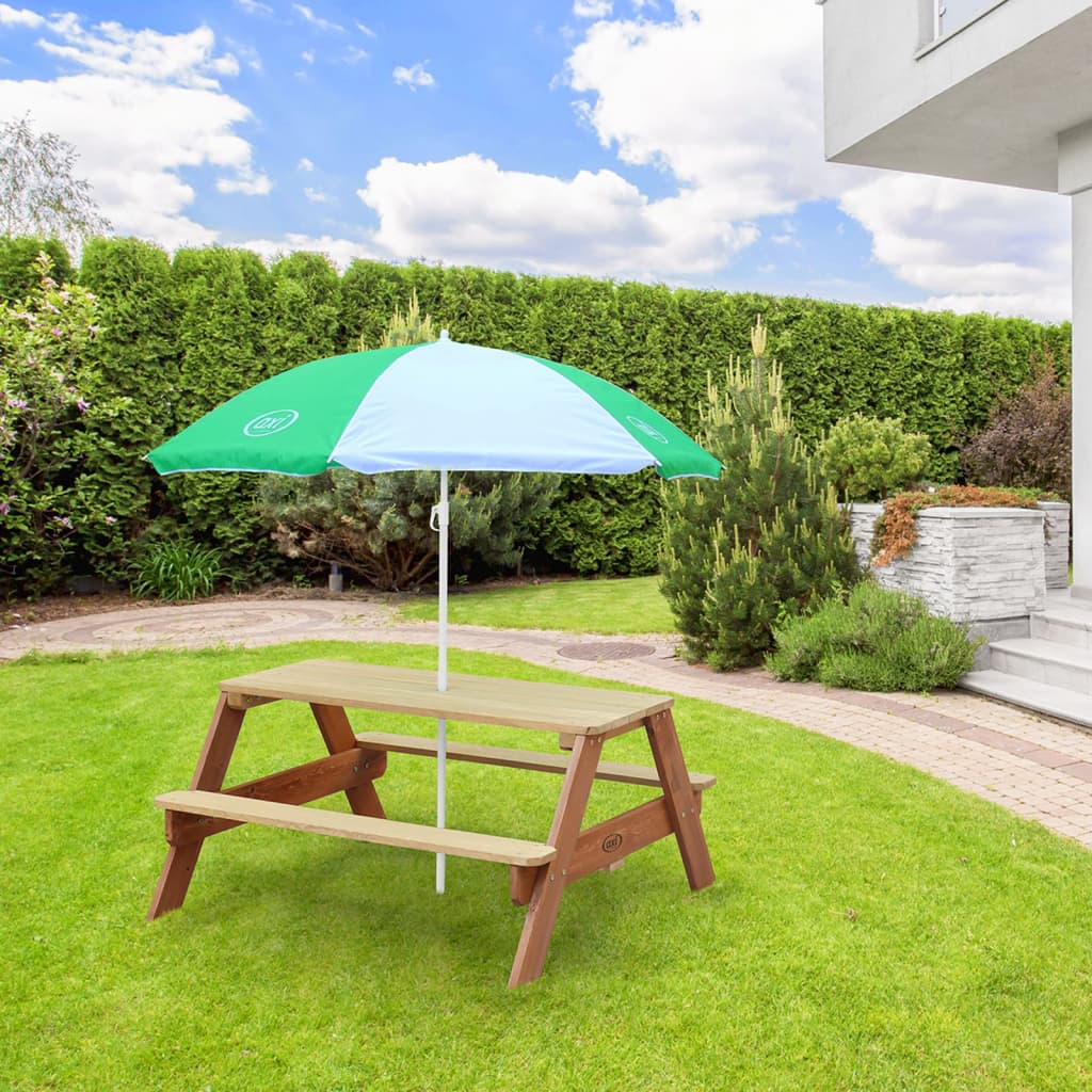 AXI Kinderpicknicktafel Nick met parasol bruin en wit