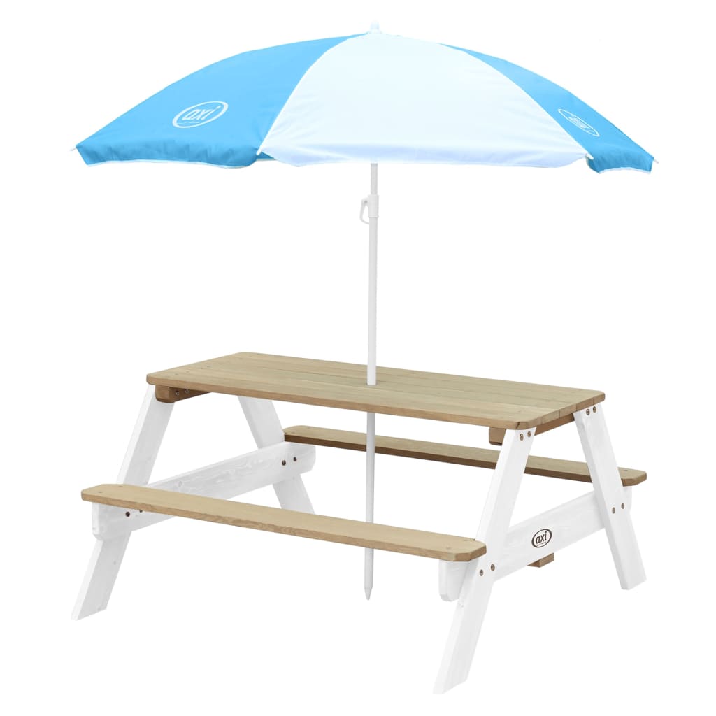 AXI Kinderpicknicktafel Nick met parasol bruin en wit